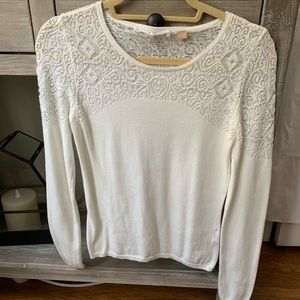 Anthropologie white lace detail sweater